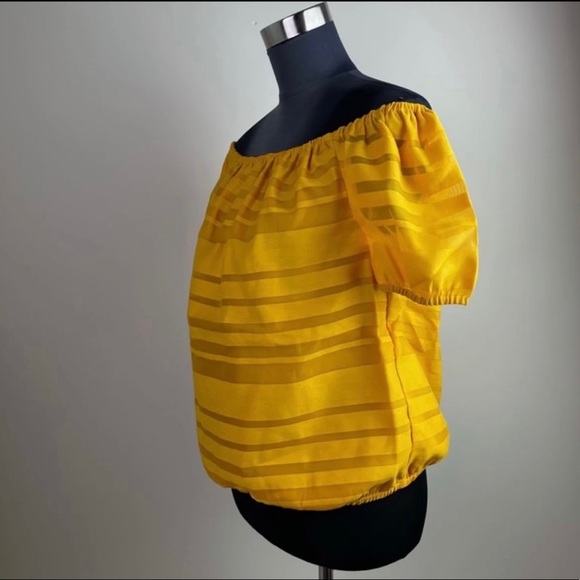 Yellow Striped Off Shoulder Blouse - Picture 2 of 6